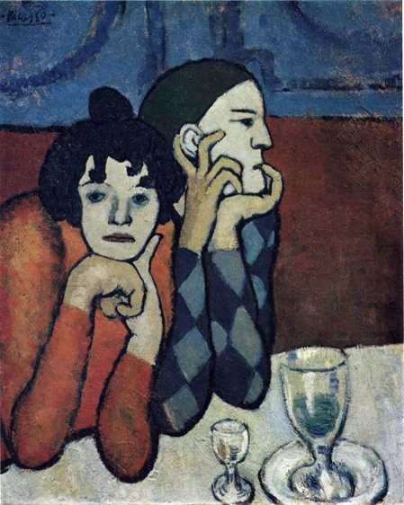 Описание картины Пабло Пикассо «Арлекин и его девушка»