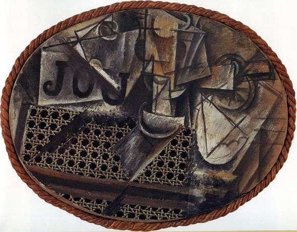 Описание картины Пабло Пикассо «Натюрморт с плетеным креслом»