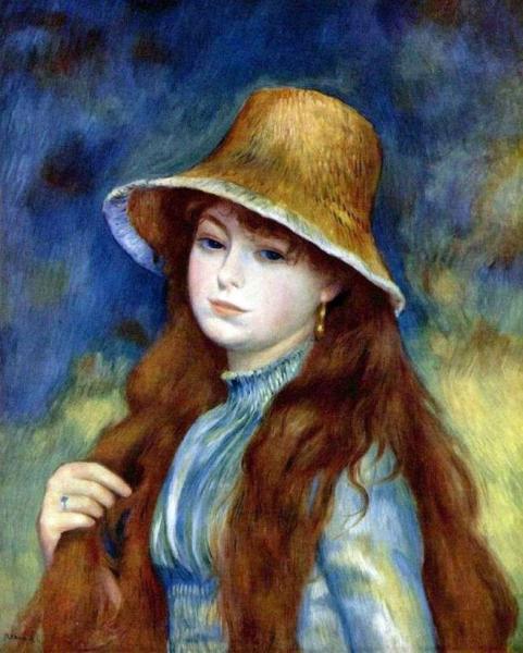 Описание картины Пьера Огюста Ренуара «Девушка в соломенной шляпе»
