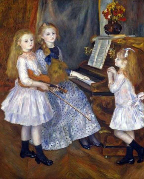 Описание картины Пьера Огюста Ренуара «Дочери Катулла Мендеса за роялем»