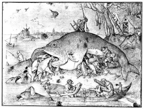 Описание картины Питера Брейгеля «Большая рыба ест маленькую»
