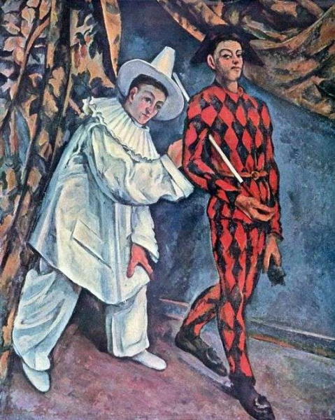 Описание картины Поля Сезанна «Пьеро и Арлекин»