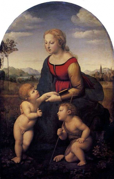Описание картины Рафаэля Санти «Прекрасный садовник» (Мадонна с младенцем и Иоанном Крестителем)