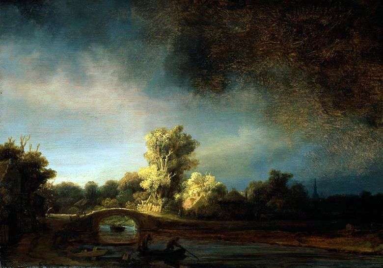 Описание картины Рембрандта Харменса ван Рейна «Пейзаж с каменным мостом»