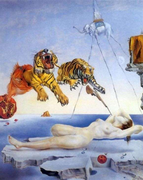 Описание картины Сальвадора Дали «Сон, вызванный полетом пчелы вокруг граната»
