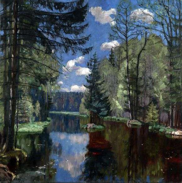 Описание картины Станислава Жуковского «Лесное озеро»