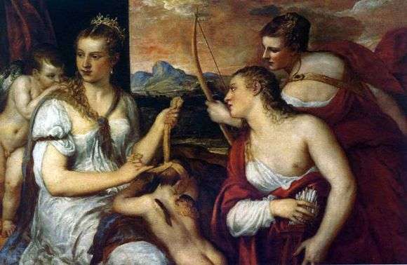 Описание картины Тициана «Венера с завязанными глазами Купидона»