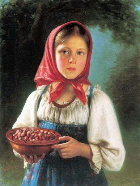 Описание картины Василия Тимофеева «Девочка с ягодами»