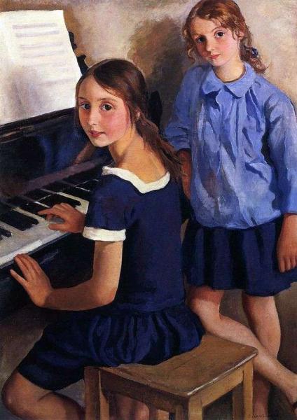 Описание картины Зинаиды Серебряковой «Девушки у рояля»