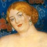 Портрет женщины в голубом, Кустодиев, 1906 г
