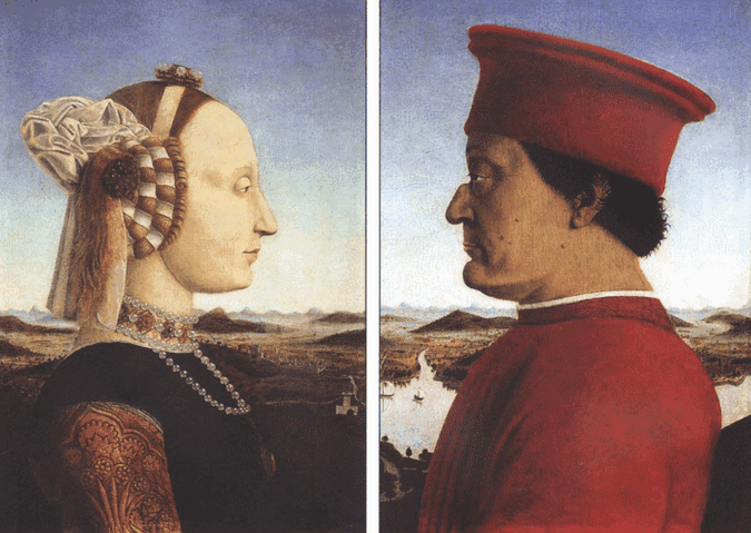 Портреты Федерико да Монтефельтро Урбино и Баттисты Сфорца, Пьеро Делла Франческа, 1465 г