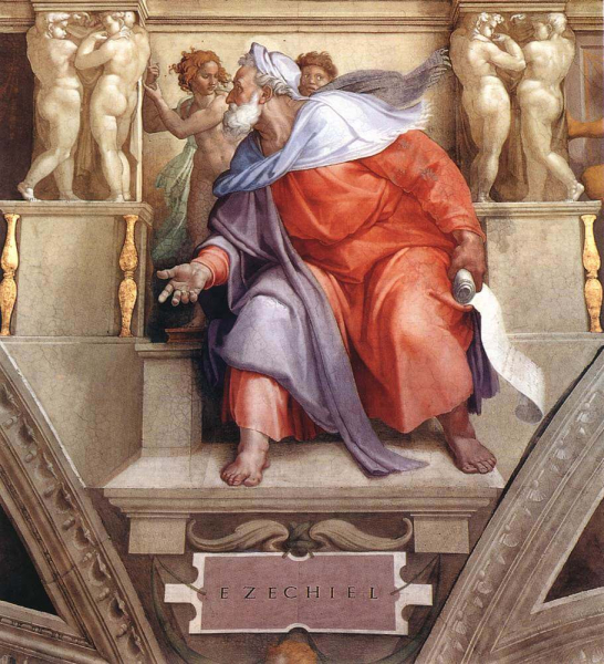 «Пророк Иезекииль», Микеланджело Буонарроти — описание картины