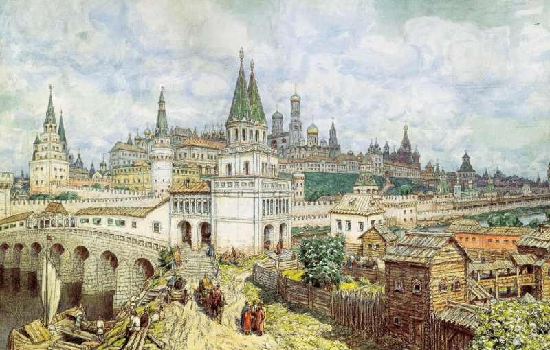Возвышение Кремля. Всехсвятский мост и Кремль в конце XVII века