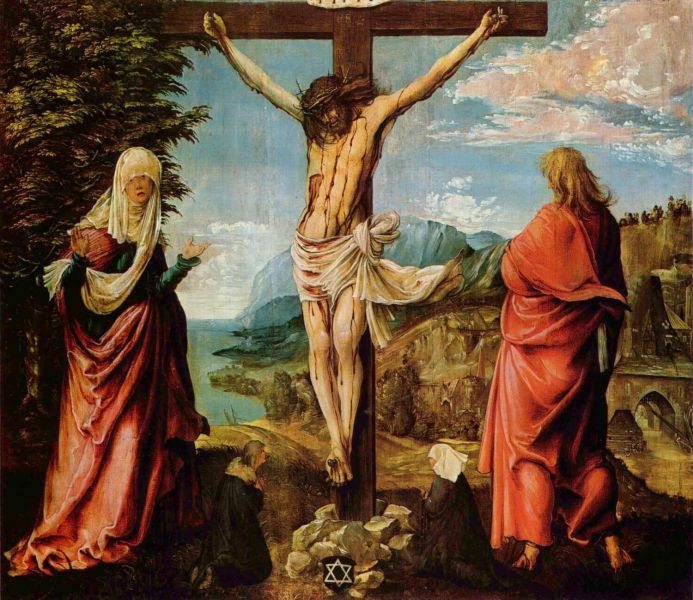 «Распятие. Христос на кресте, Мария и Иоанн», Альбрехт Альтдорфер — описание картины