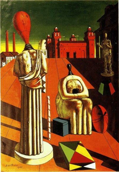 «Разрушение муз», или «Встревоженные девы», или «Встревоженные музы», де Кирико, 1925 г