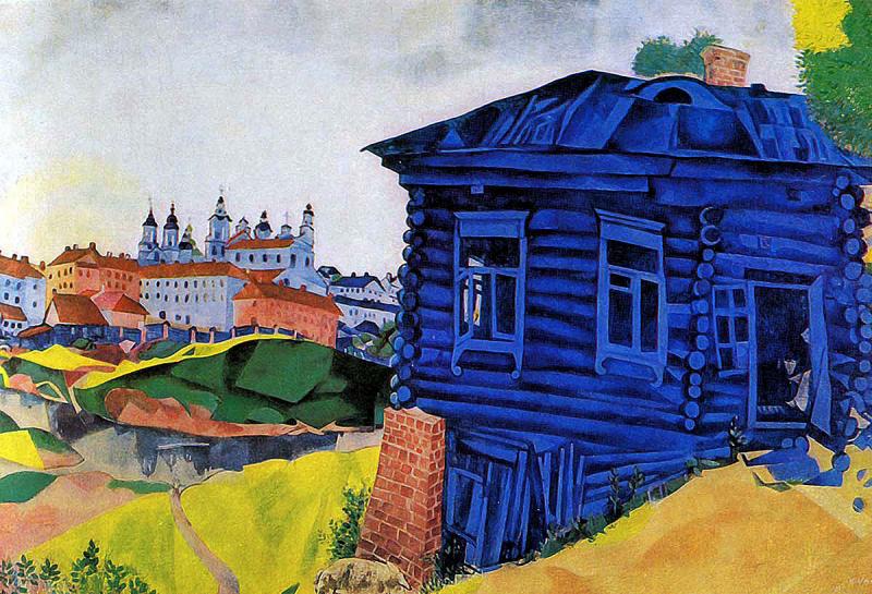 Голубой дом, Марк Шагал — описание картины