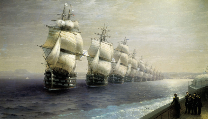 «Смотр Черноморского флота в 1849 году», Иван Константинович Айвазовский — описание картины