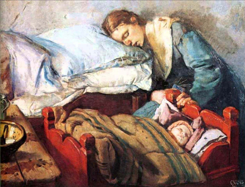 «Спящая мать с ребенком», Кристиан Крог — описание картины