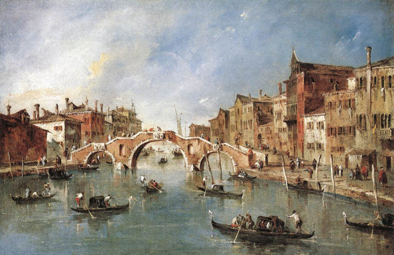 «Трехарочный мост», Франческо Гварди — описание картины