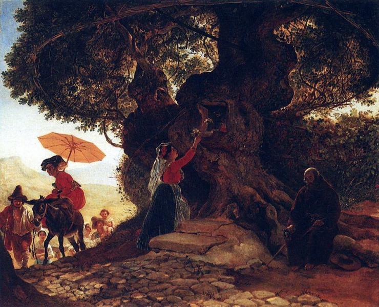 У Богородицкого дуба, Брюллов - описание картины