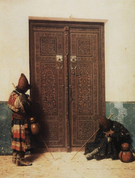 У дверей мечети, Верещагин, 1873 - описание картины
