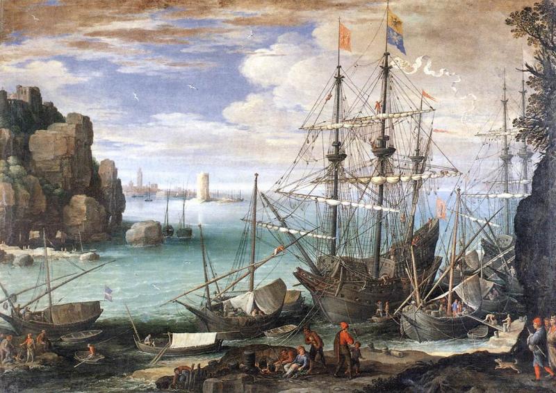 Вид на гавань, Поль Бриль, 1607 г