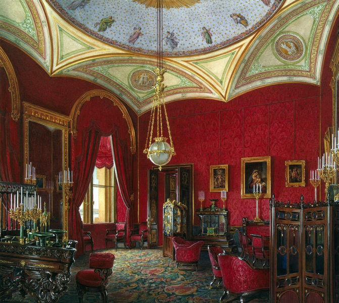 Виды залов Зимнего дворца. Кабинет императрицы Александры Федоровны, Эдуард Гау, 1858 г