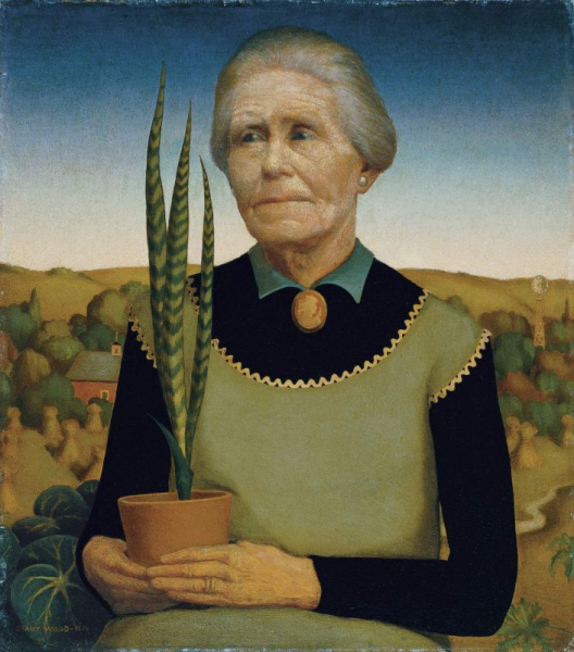 «Женщина с растениями» («Женщина с цветком»), Грант Вуд — описание картины