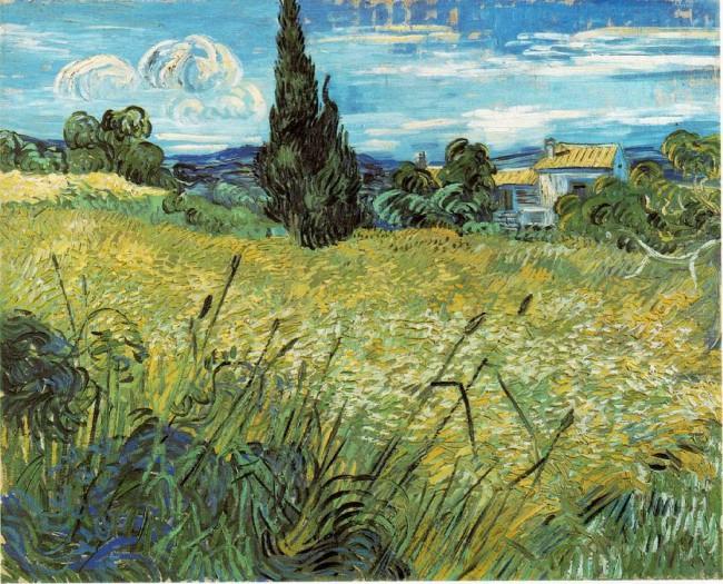 Зеленое пшеничное поле с кипарисом, 1889, Ван Гог