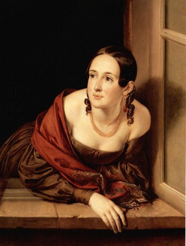 Женщина в окне (кассирша), В.А. Тропинин, 1841 г