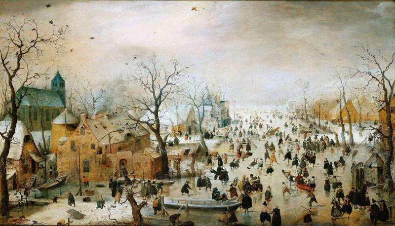 «Зимний пейзаж с конькобежцами», Хендрик Аверкамп — описание картины