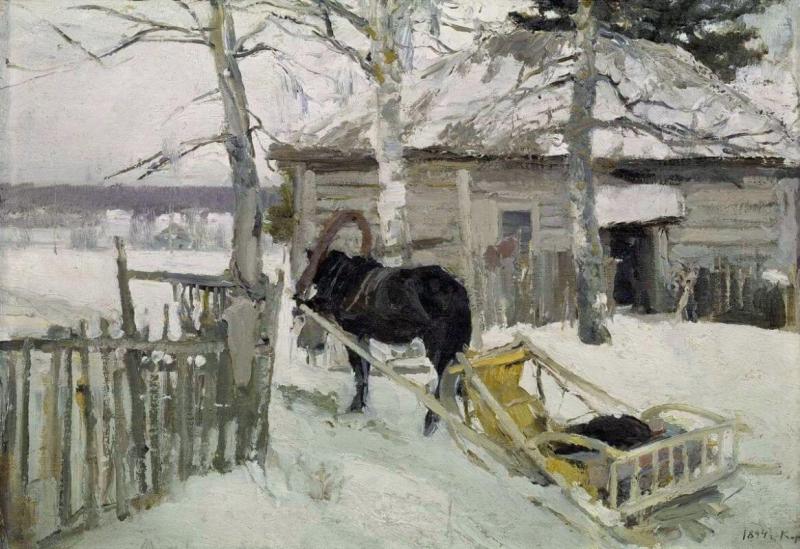 «Зимой», Константин Коровин — описание картины